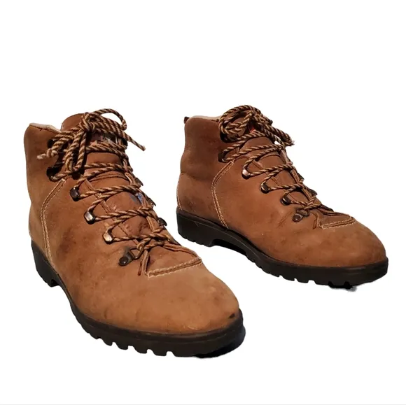 Vintage Raichle Brown Leather Mountaineering Hiker Boots Women's Size 7.5M