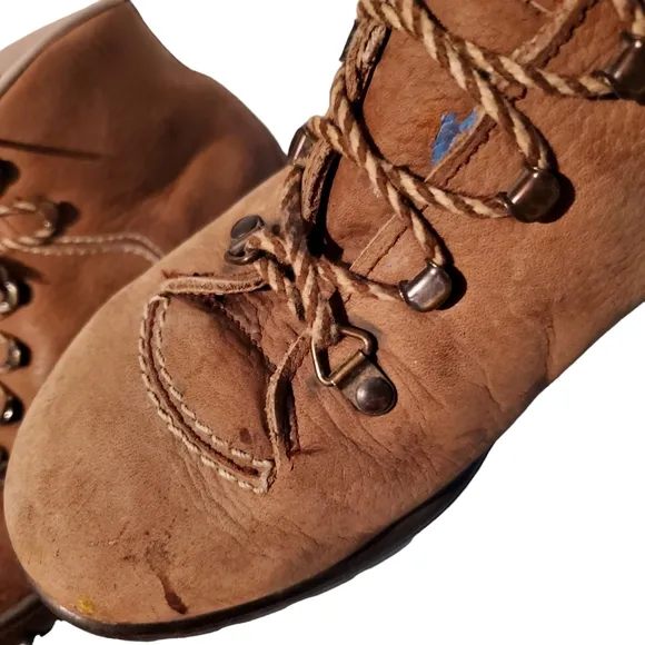 Vintage Raichle Brown Leather Mountaineering Hiker Boots Women's Size 7.5M