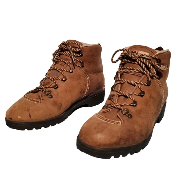 Vintage Raichle Brown Leather Mountaineering Hiker Boots Women's Size 7.5M