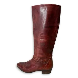 Vintage Redwood Leather Made in Italy Western Boho Tall Boots Size 40 1/2