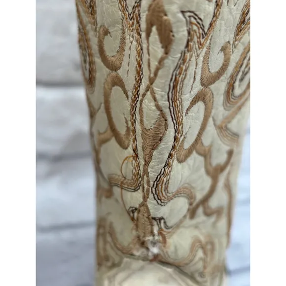 Vintage Revolution Boots Western Cowboy Boots White Brown Size 25.5