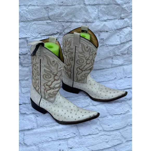 Vintage Revolution Boots Western Cowboy Boots White Brown Size 25.5