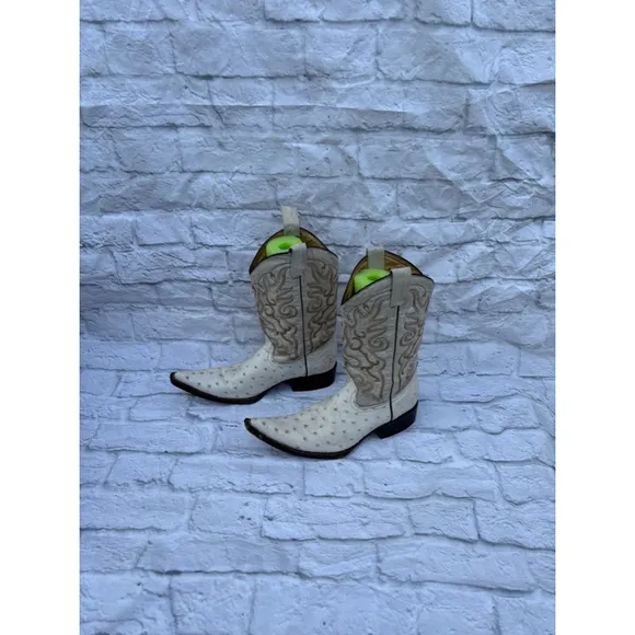 Vintage Revolution Boots Western Cowboy Boots White Brown Size 25.5