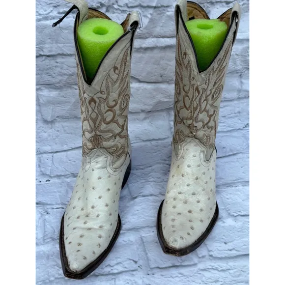 Vintage Revolution Boots Western Cowboy Boots White Brown Size 25.5