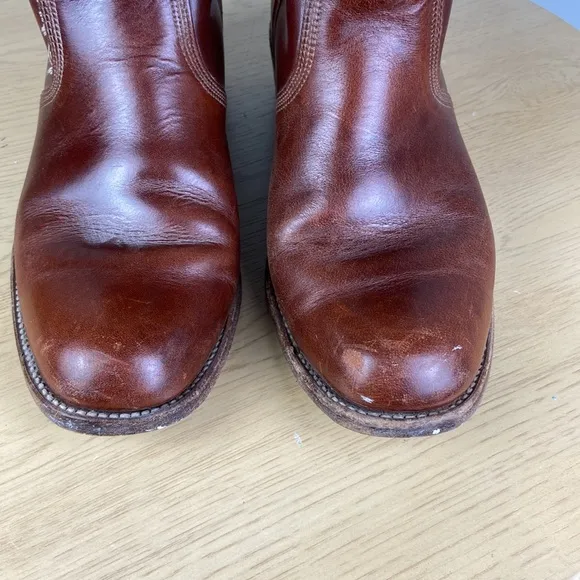 Vintage Riding Western Boot Men's 11 Round Toe Leather Cowboy Biker Moto