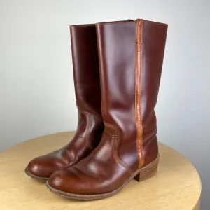 Vintage Riding Western Boot Men's 11 Round Toe Leather Cowboy Biker Moto
