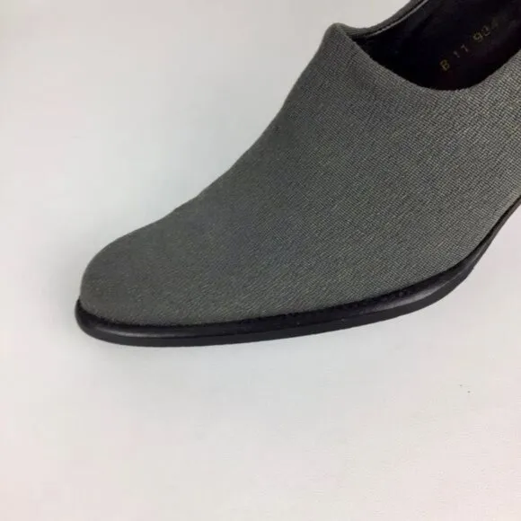 Vintage Robert Clergerie Womens Gray Fabric Shootie Pumps Block Heel size 9