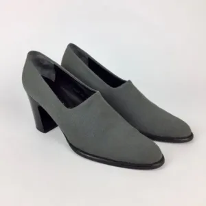 Vintage Robert Clergerie Womens Gray Fabric Shootie Pumps Block Heel size 9