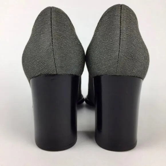 Vintage Robert Clergerie Womens Gray Fabric Shootie Pumps Block Heel size 9