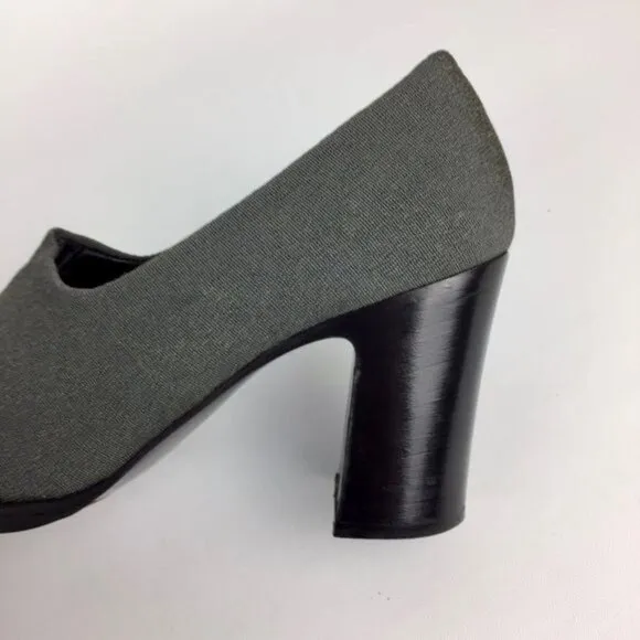 Vintage Robert Clergerie Womens Gray Fabric Shootie Pumps Block Heel size 9