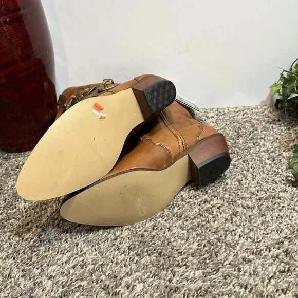 Vintage Sage Abilene Concho Studded Boots 6 M Cowgirl Western Brown Leather Boho