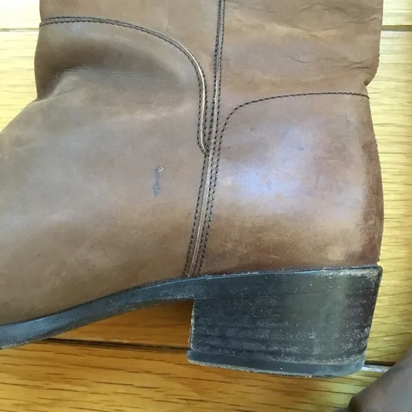 Vintage Salvatore Ferragamo Brown Distressed Leather Tall Riding Boots