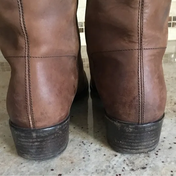 Vintage Salvatore Ferragamo Brown Distressed Leather Tall Riding Boots