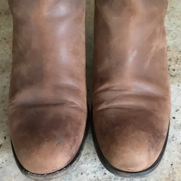 Vintage Salvatore Ferragamo Brown Distressed Leather Tall Riding Boots