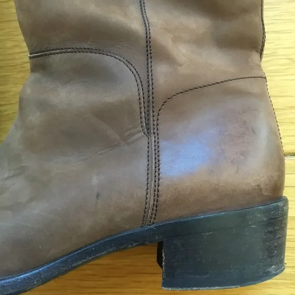 Vintage Salvatore Ferragamo Brown Distressed Leather Tall Riding Boots