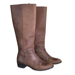 Vintage Salvatore Ferragamo Brown Distressed Leather Tall Riding Boots
