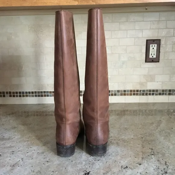 Vintage Salvatore Ferragamo Brown Distressed Leather Tall Riding Boots