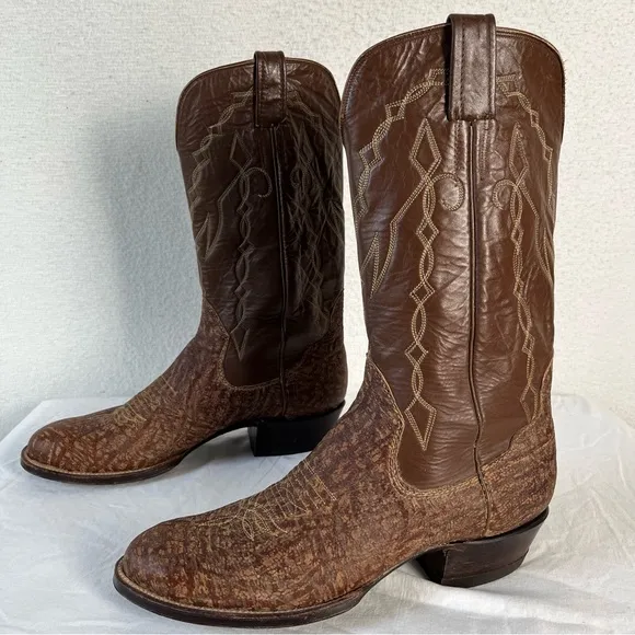 Vintage Sanders Cowboy Boots Men’s 12 A Hand Crafted Leather Western Riding Boot