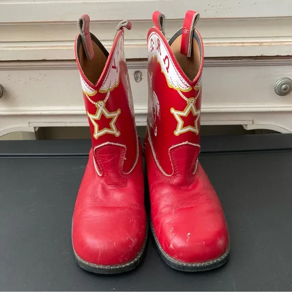 Vintage Sears 1970’s Red Cowboy Boots with Star Design