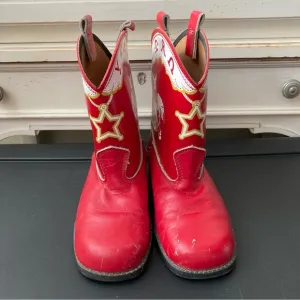 Vintage Sears 1970’s Red Cowboy Boots with Star Design