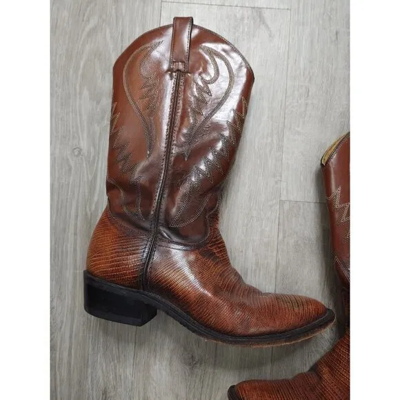 Vintage Sedona Cowboy Western Boots Teju Lizard Iguana Skin Mens‎ 9.5M