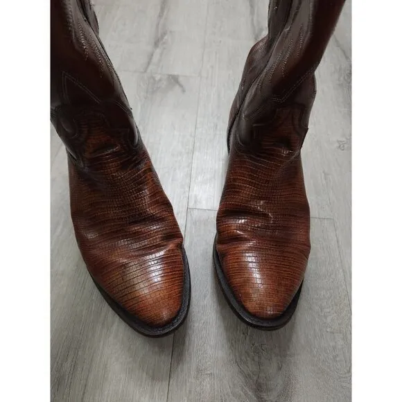 Vintage Sedona Cowboy Western Boots Teju Lizard Iguana Skin Mens‎ 9.5M