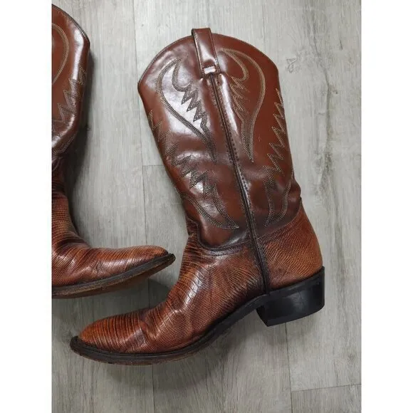 Vintage Sedona Cowboy Western Boots Teju Lizard Iguana Skin Mens‎ 9.5M