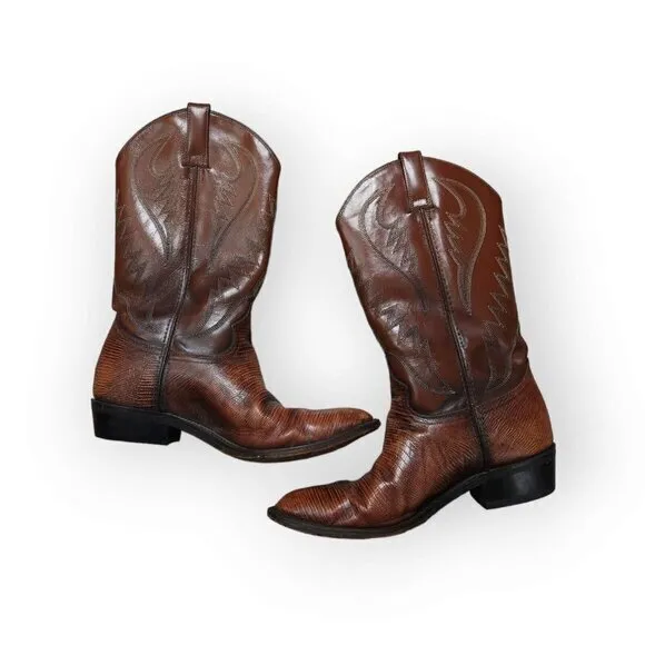 Vintage Sedona Cowboy Western Boots Teju Lizard Iguana Skin Mens‎ 9.5M