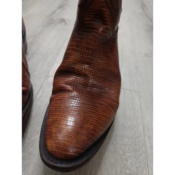 Vintage Sedona Cowboy Western Boots Teju Lizard Iguana Skin Mens‎ 9.5M