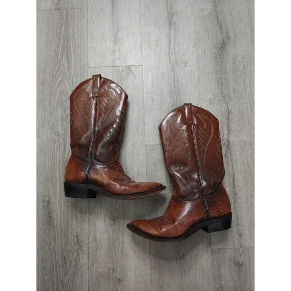 Vintage Sedona Cowboy Western Boots Teju Lizard Iguana Skin Mens‎ 9.5M