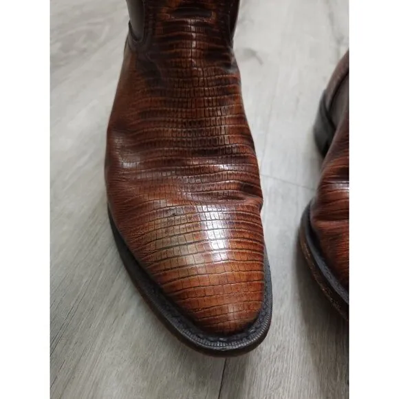 Vintage Sedona Cowboy Western Boots Teju Lizard Iguana Skin Mens‎ 9.5M
