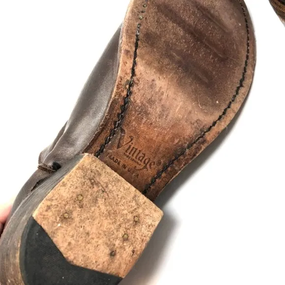 Vintage Shoe Company Brown Leather Ankle Boots Made in the USA