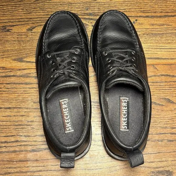 Vintage Skechers 7481 Chunky Black Leather Moc Toe Oxford Shoes Men’s 10