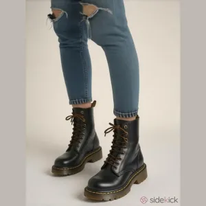 Vintage Sketchers Black Leather Cascade Style Logger Boots Size 7.5 Lace Up NWOT