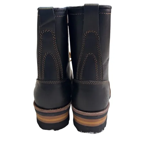 Vintage Sketchers Black Leather Cascade Style Logger Boots Size 7.5 Lace Up NWOT