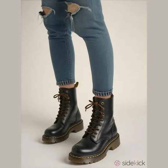 Vintage Sketchers Black Leather Cascade Style Logger Boots Size 7.5 Lace Up NWOT
