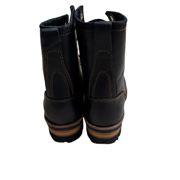 Vintage Sketchers Black Leather Cascade Style Logger Boots Size 7.5 Lace Up NWOT