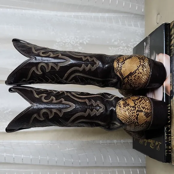 Vintage Snake Skin Justin Cowboy Western Boots Men's Sz8
