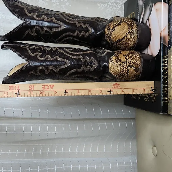 Vintage Snake Skin Justin Cowboy Western Boots Men's Sz8