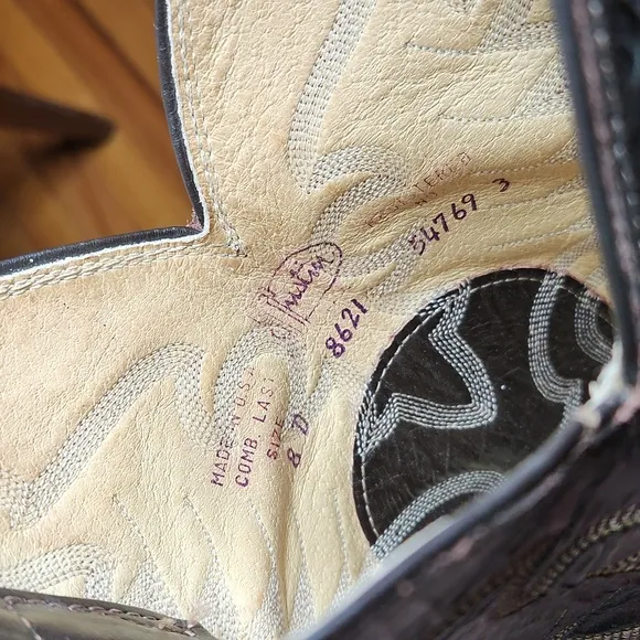 Vintage Snake Skin Justin Cowboy Western Boots Men's Sz8