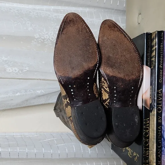 Vintage Snake Skin Justin Cowboy Western Boots Men's Sz8