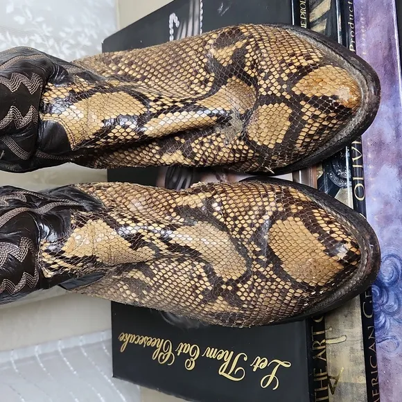 Vintage Snake Skin Justin Cowboy Western Boots Men's Sz8