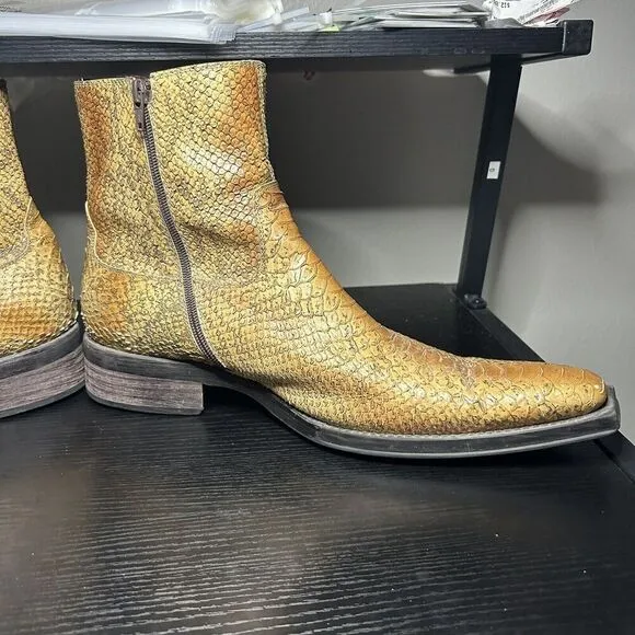 Vintage Steve Madden Canyon Mens 12 Zip Western Snakeskin Boots