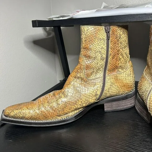 Vintage Steve Madden Canyon Mens 12 Zip Western Snakeskin Boots