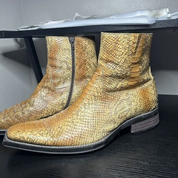 Vintage Steve Madden Canyon Mens 12 Zip Western Snakeskin Boots