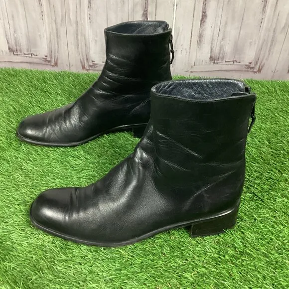 Vintage Stewart Weitzman Black Leather Ankle Boots 8.5AA