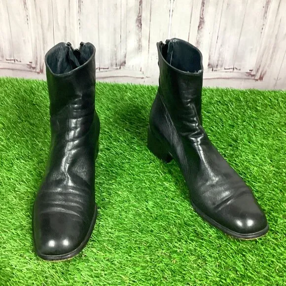 Vintage Stewart Weitzman Black Leather Ankle Boots 8.5AA