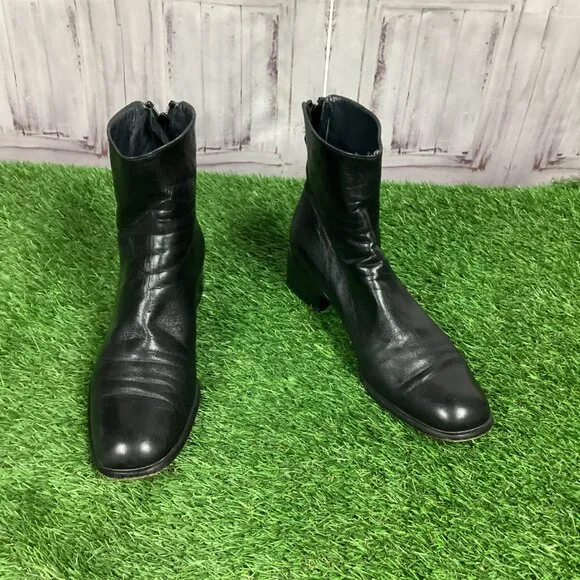 Vintage Stewart Weitzman Black Leather Ankle Boots 8.5AA