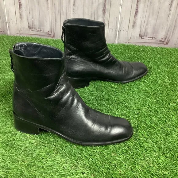 Vintage Stewart Weitzman Black Leather Ankle Boots 8.5AA