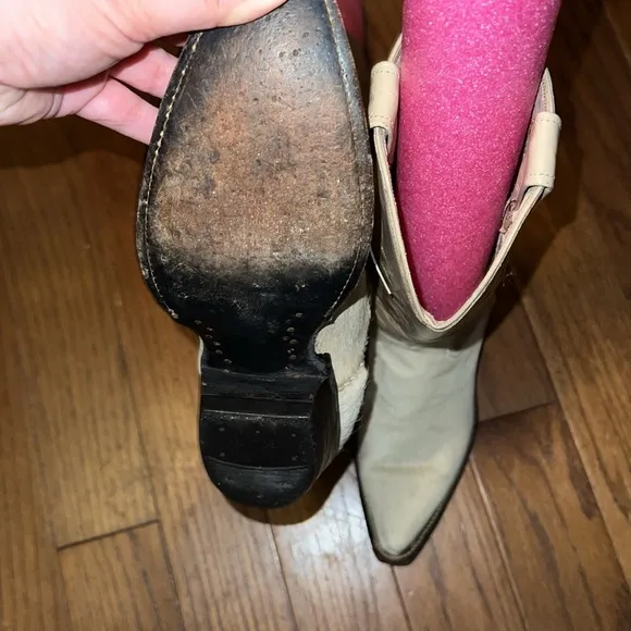 Vintage Tan Calf-Hair Western Women's Boots from Mexico